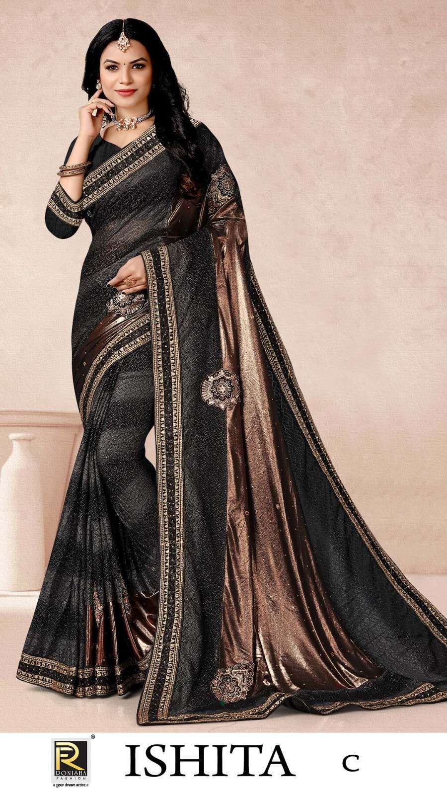 Ronisha Ishita Embroidery Fancy Designer Saree Wholesale catalog
