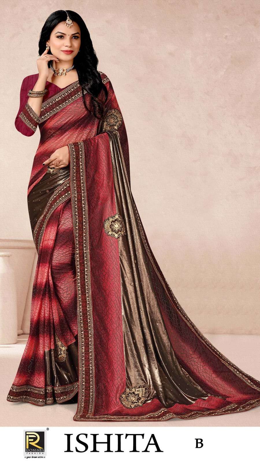 Ronisha Ishita Embroidery Fancy Designer Saree Wholesale catalog