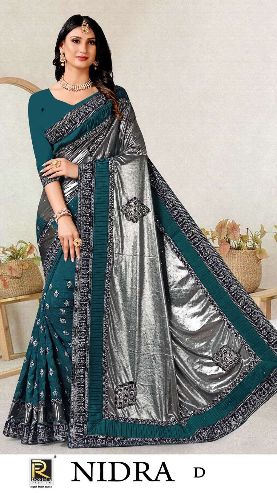 Ronisha Nidra Fancy Designer Embroidery Saree Wholesale catalog