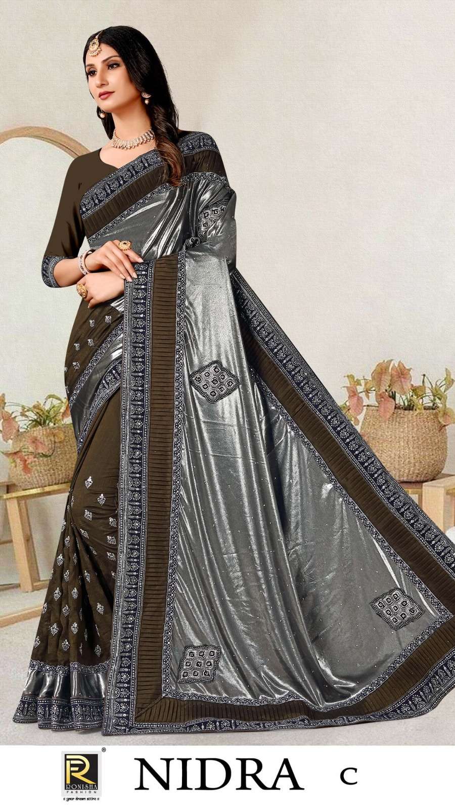 Ronisha Nidra Fancy Designer Embroidery Saree Wholesale catalog