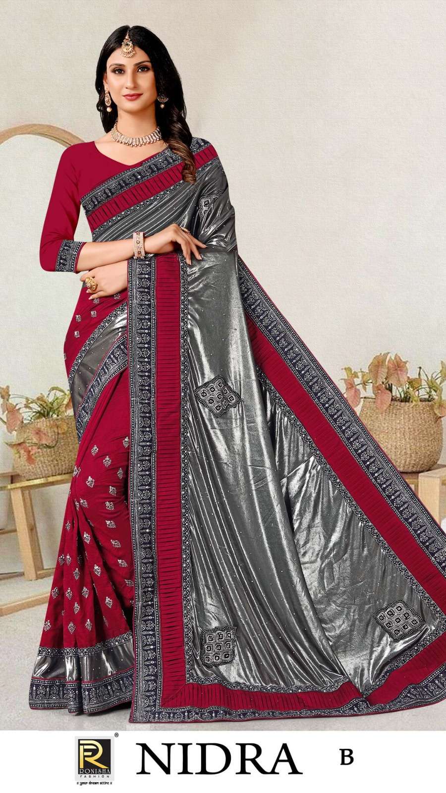 Ronisha Nidra Fancy Designer Embroidery Saree Wholesale catalog