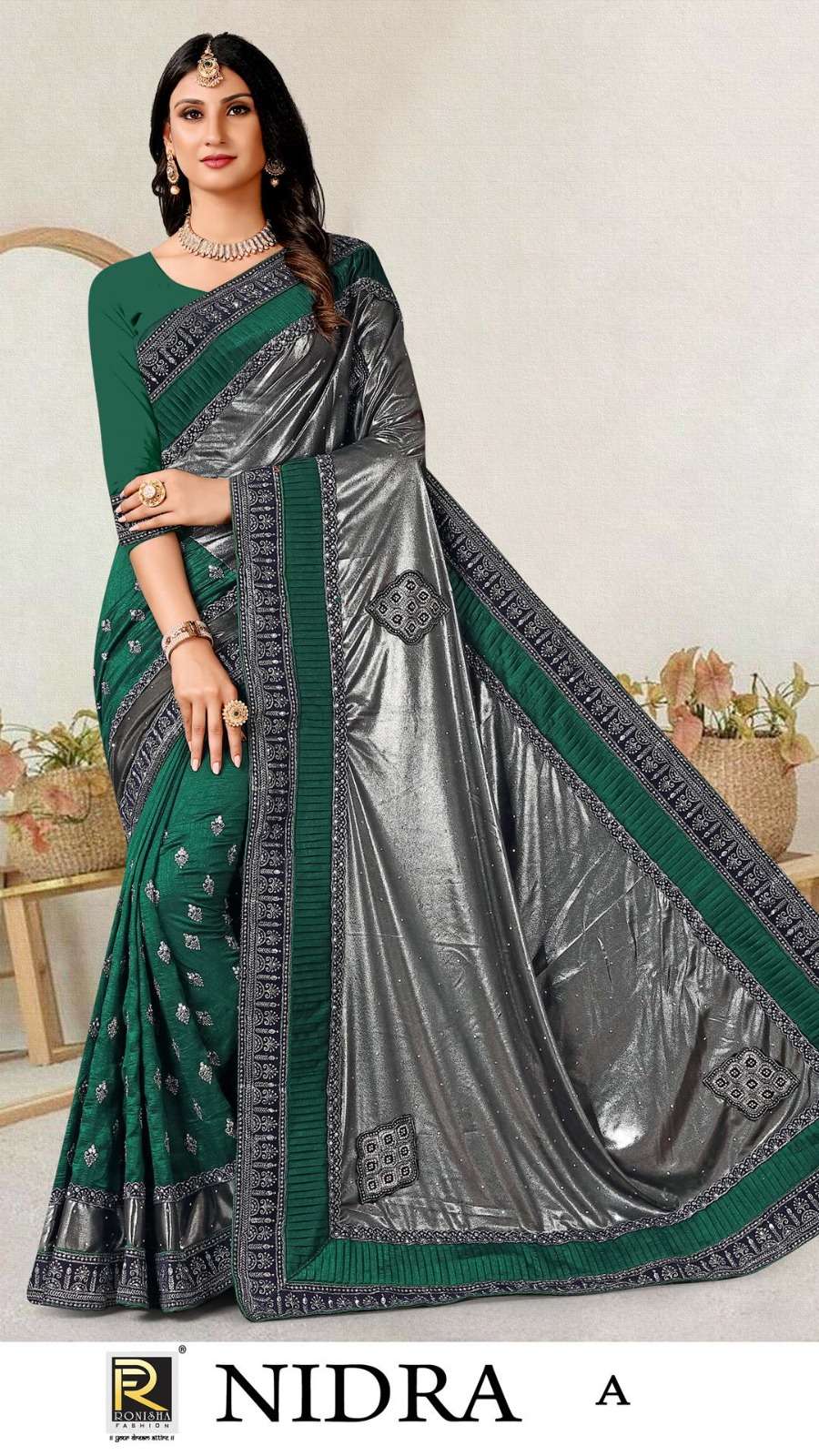 Ronisha Nidra Fancy Designer Embroidery Saree Wholesale catalog