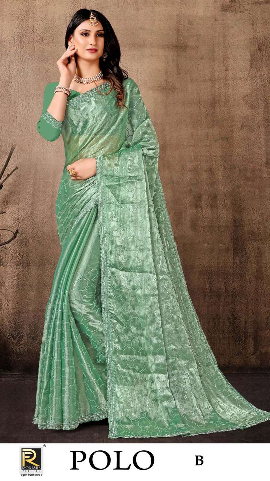 Ronisha Polo Fancy Designer Organza Saree Wholesale catalog