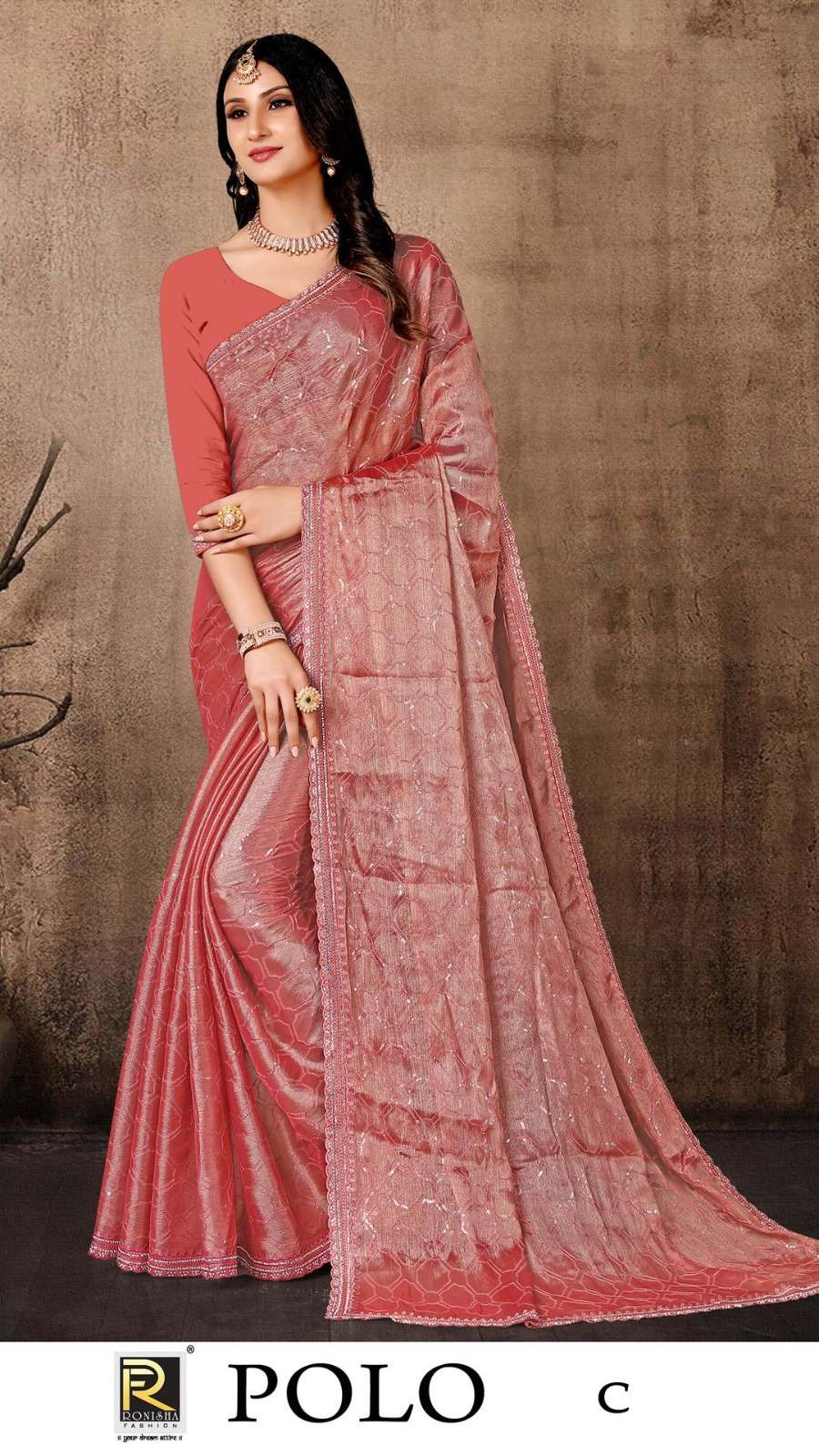 Ronisha Polo Fancy Designer Organza Saree Wholesale catalog