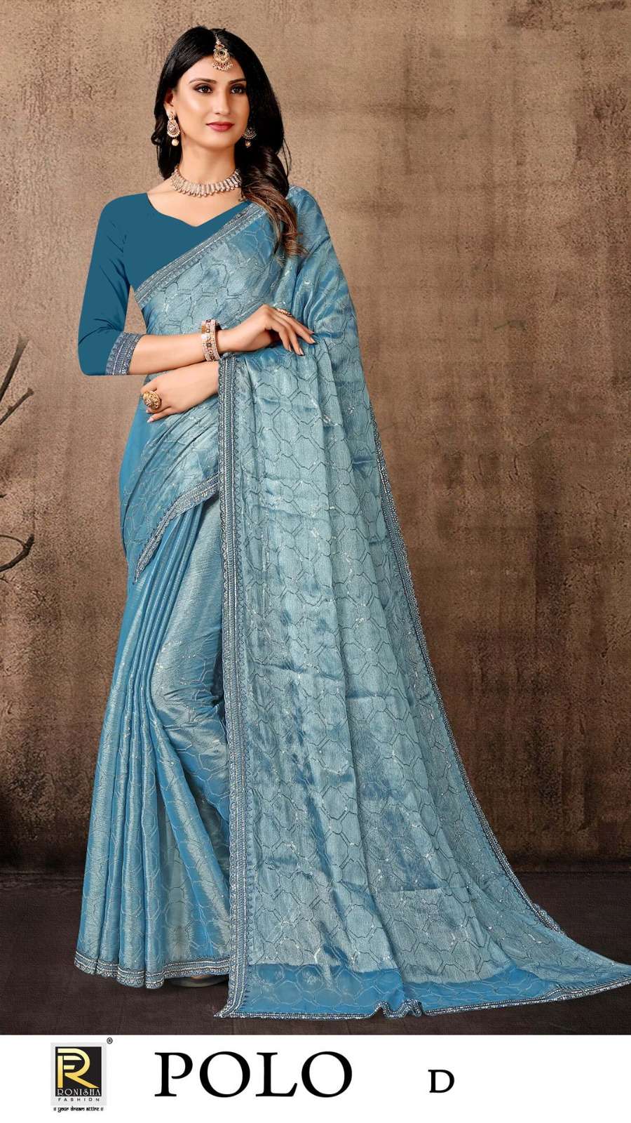 Ronisha Polo Fancy Designer Organza Saree Wholesale catalog