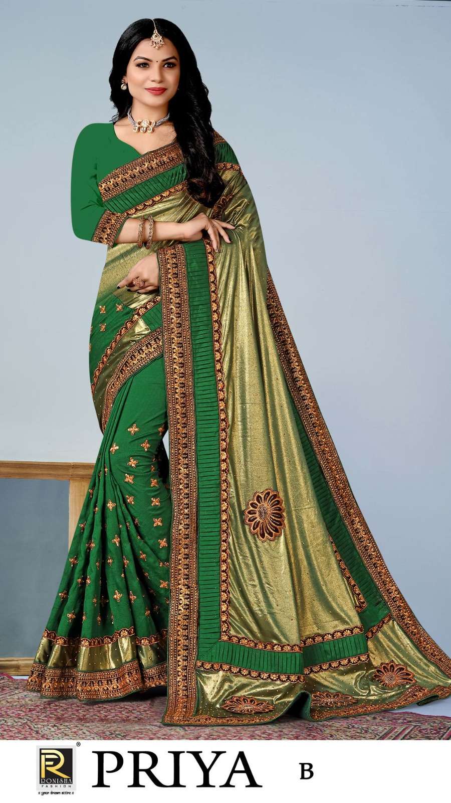 Ronisha Priya Embroidery Worked Fancy Designer Saree Wolesale catalog