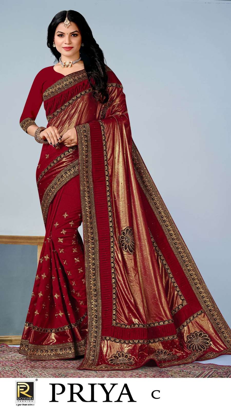 Ronisha Priya Embroidery Worked Fancy Designer Saree Wolesale catalog