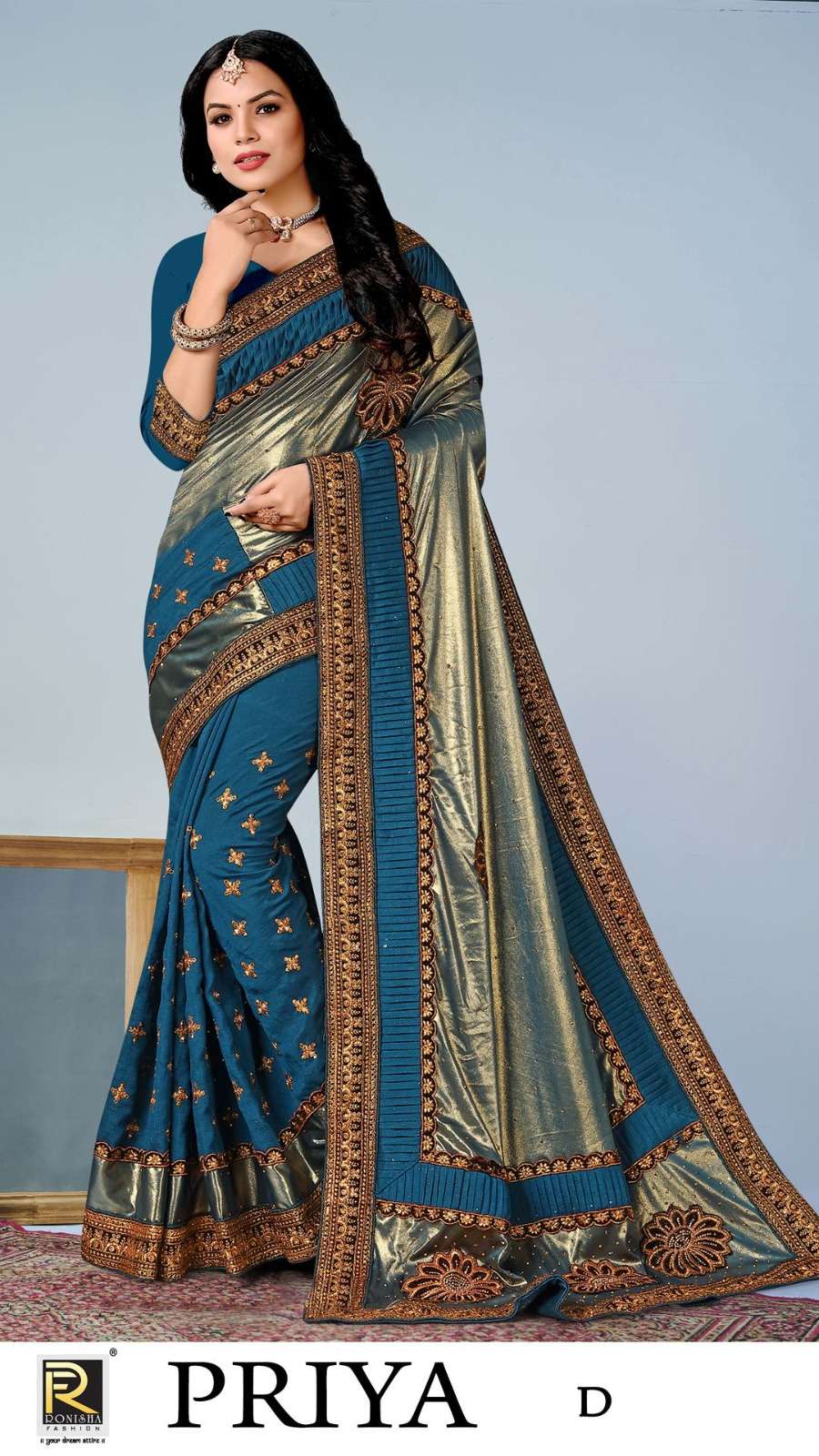 Ronisha Priya Embroidery Worked Fancy Designer Saree Wolesale catalog