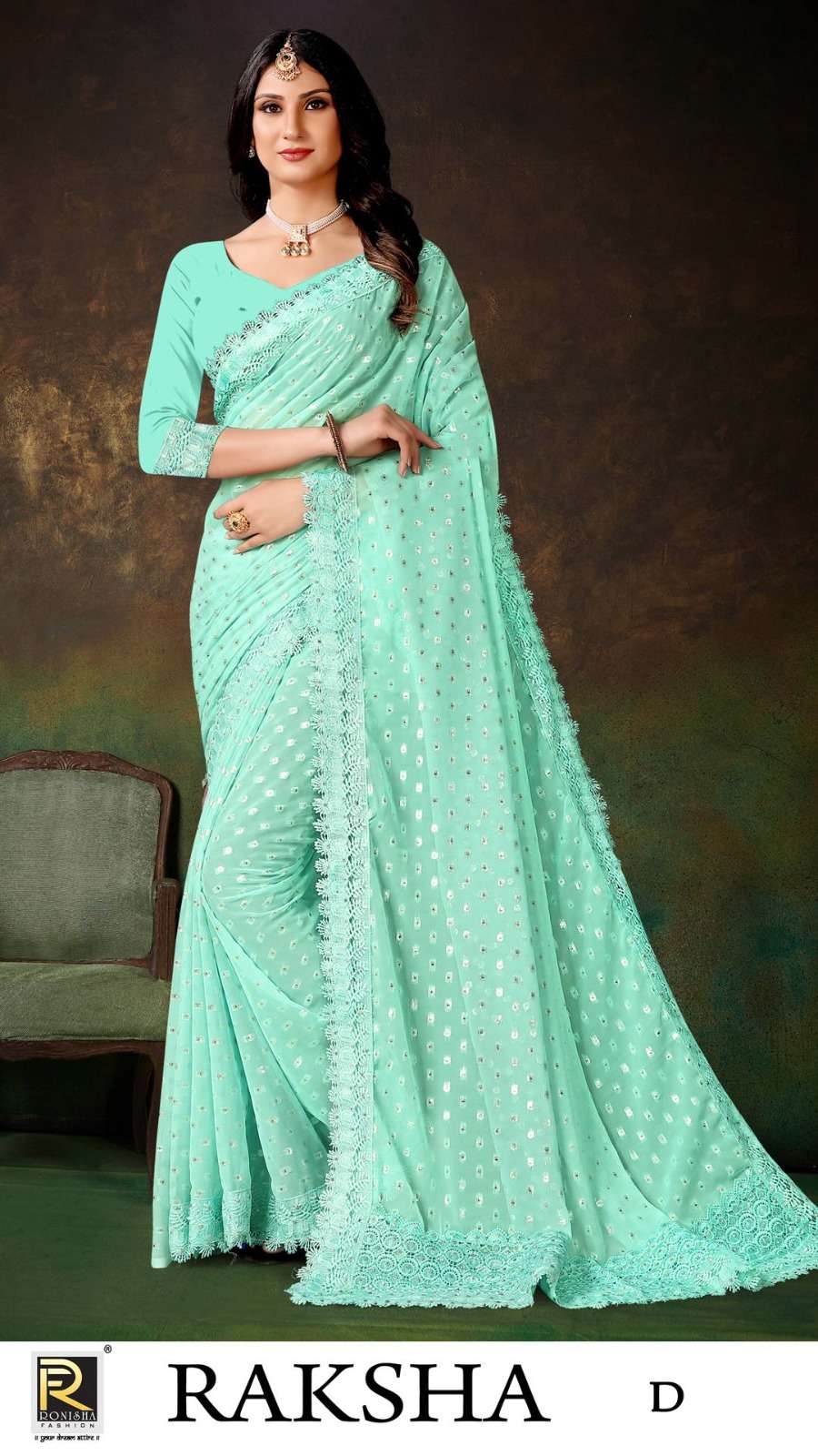 Ronisha Raksha Fancy Designer Lycra Saree Wholesale catalog