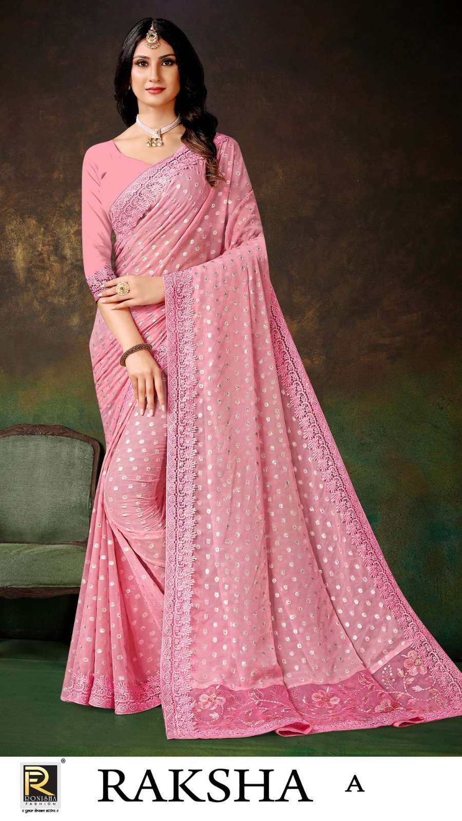 Ronisha Raksha Fancy Designer Lycra Saree Wholesale catalog