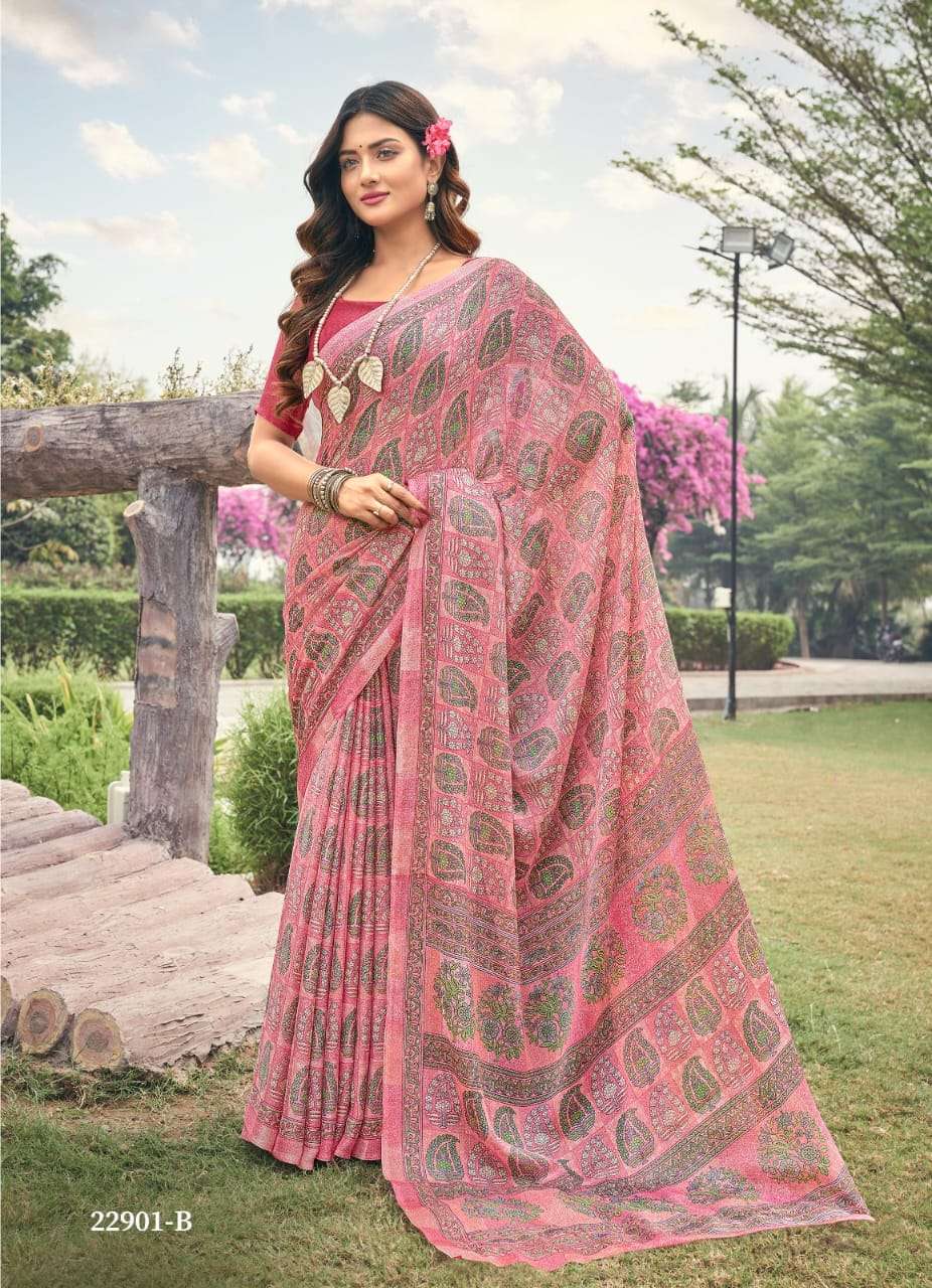 Ruchi Aahana Fancy Printed Chiffon Saree Wholesale catalog