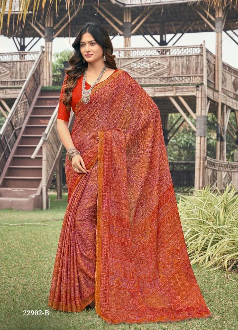 Ruchi Aahana Fancy Printed Chiffon Saree Wholesale catalog