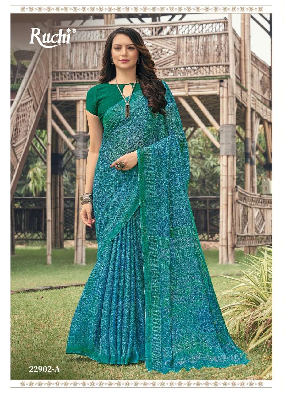 Ruchi Aahana Fancy Printed Chiffon Saree Wholesale catalog