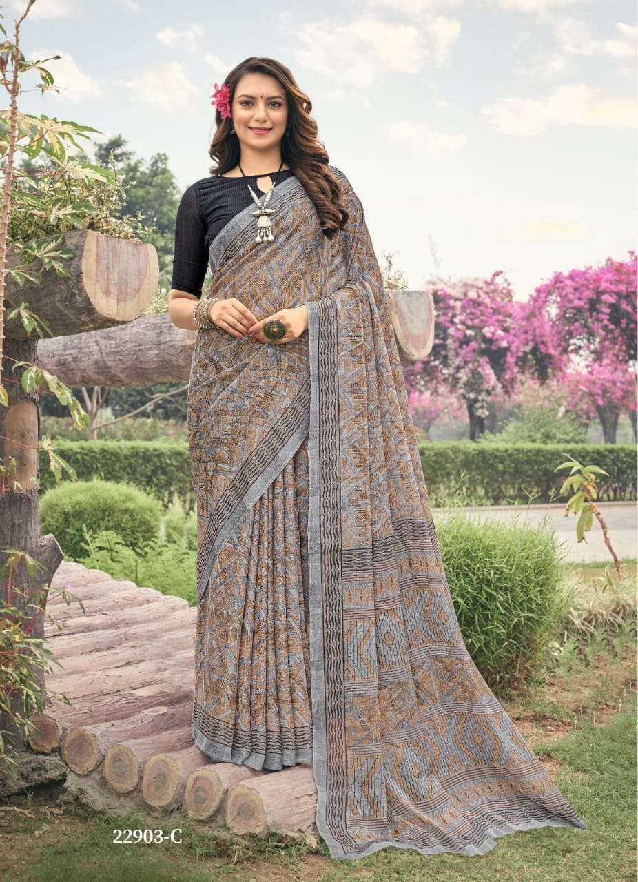 Ruchi Aahana Fancy Printed Chiffon Saree Wholesale catalog