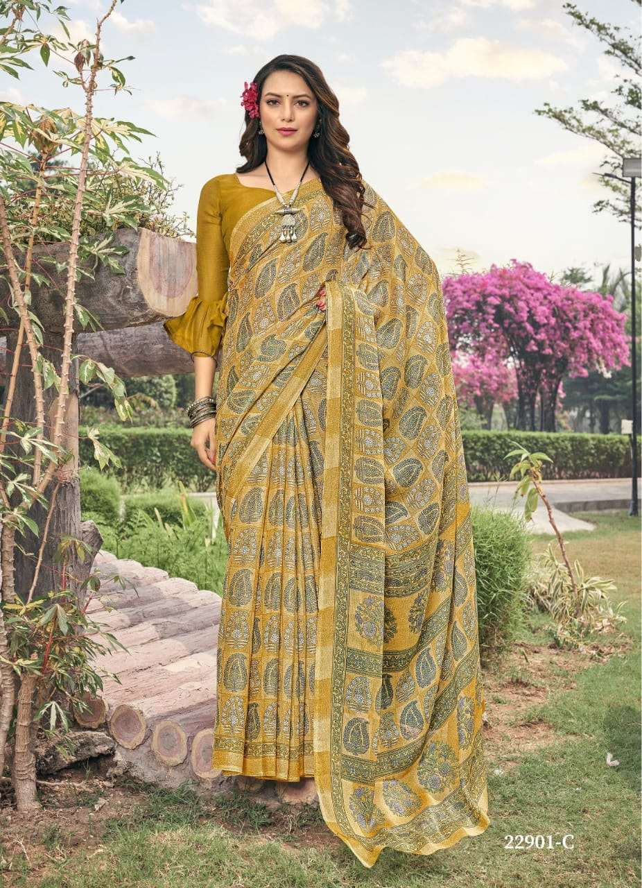 Ruchi Aahana Fancy Printed Chiffon Saree Wholesale catalog