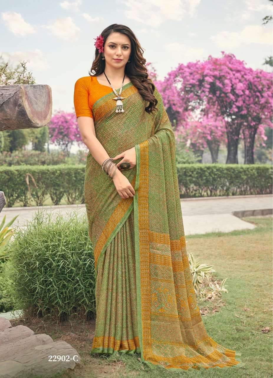 Ruchi Aahana Fancy Printed Chiffon Saree Wholesale catalog