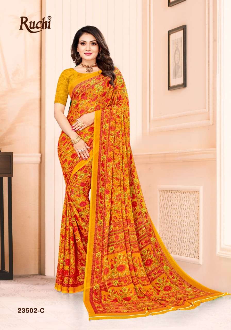 Ruchi Star Chiffon 102 Casual Printed Chiffon Saree Wholesale catalog