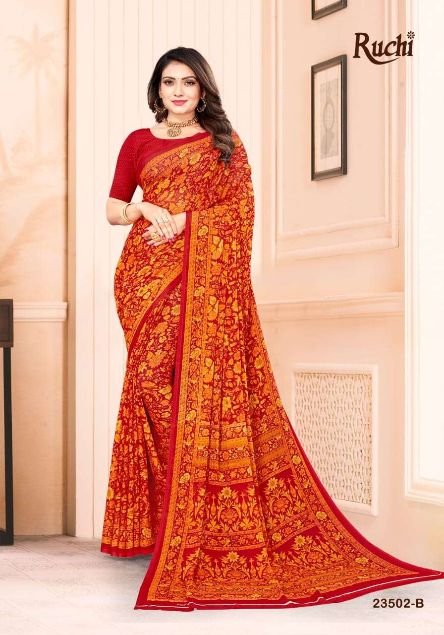 Ruchi Star Chiffon 102 Casual Printed Chiffon Saree Wholesale catalog