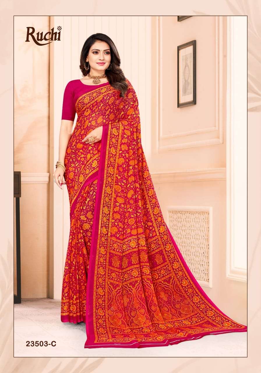Ruchi Star Chiffon 102 Casual Printed Chiffon Saree Wholesale catalog