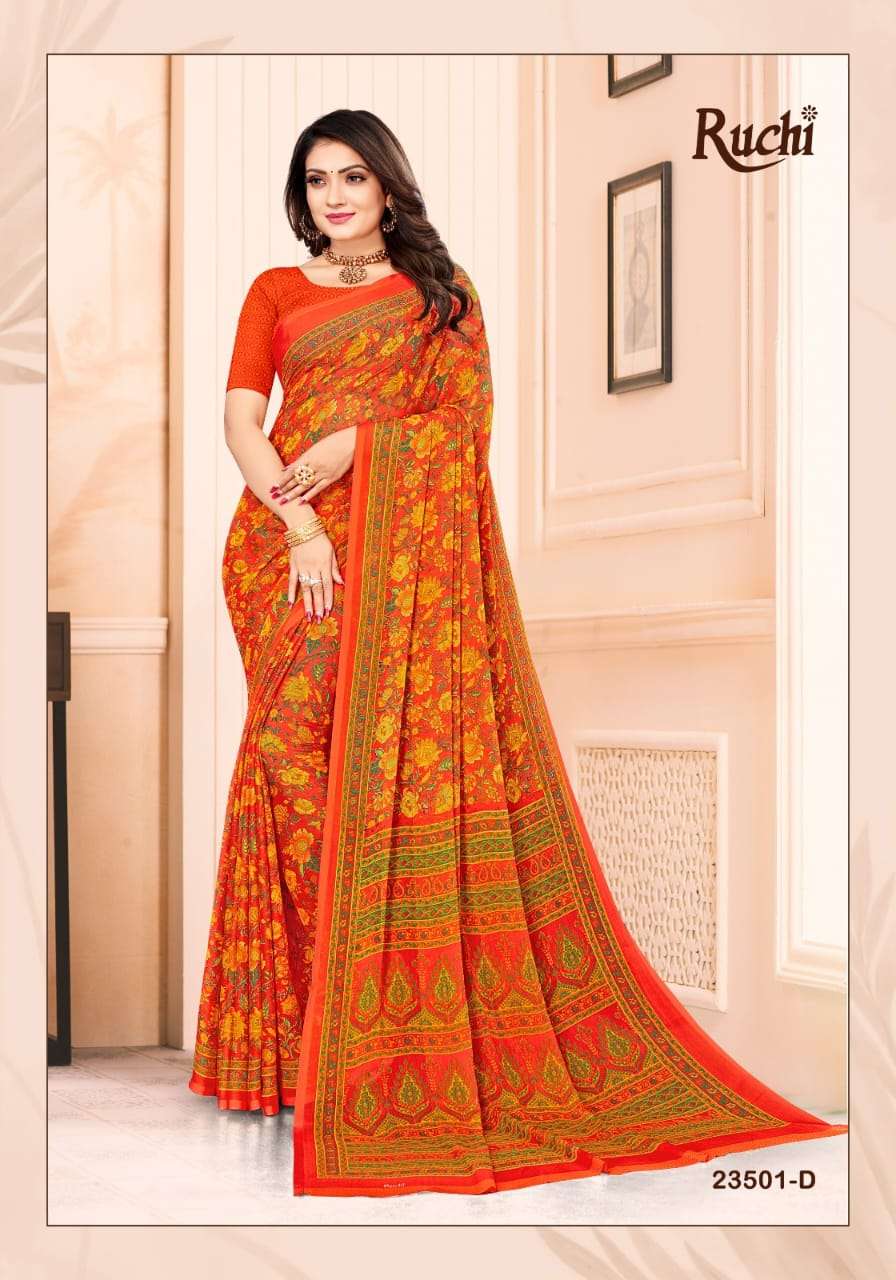Ruchi Star Chiffon 102 Casual Printed Chiffon Saree Wholesale catalog