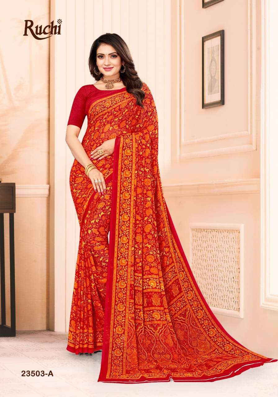 Ruchi Star Chiffon 102 Casual Printed Chiffon Saree Wholesale catalog