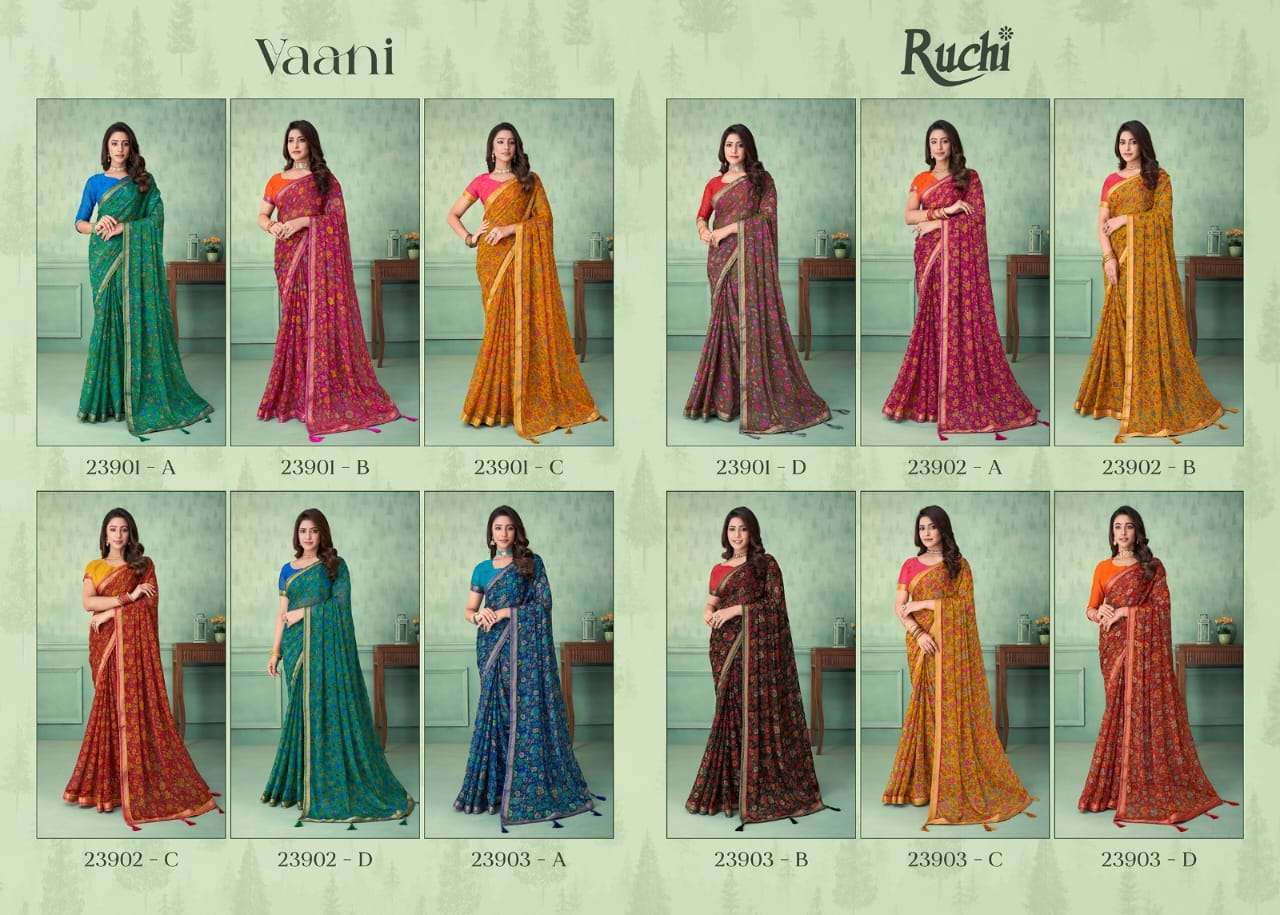 Ruchi Vaani 23901 Casual Printed Chiffon Saree Wholesale catalog