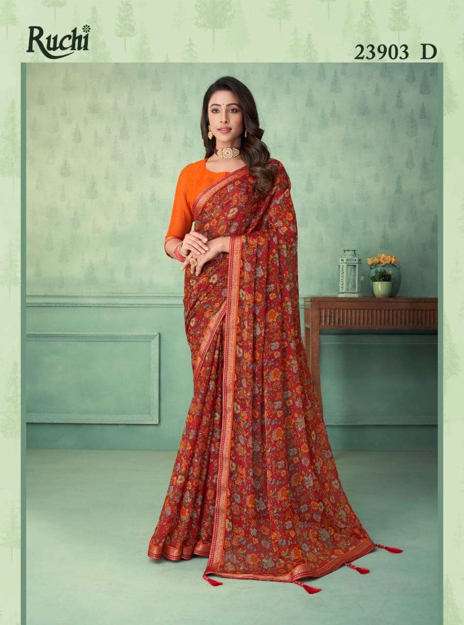 Ruchi Vaani 23901 Casual Printed Chiffon Saree Wholesale catalog