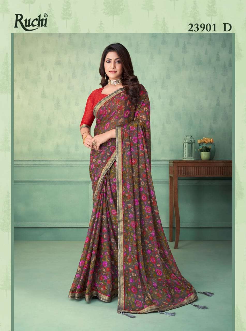 Ruchi Vaani 23901 Casual Printed Chiffon Saree Wholesale catalog