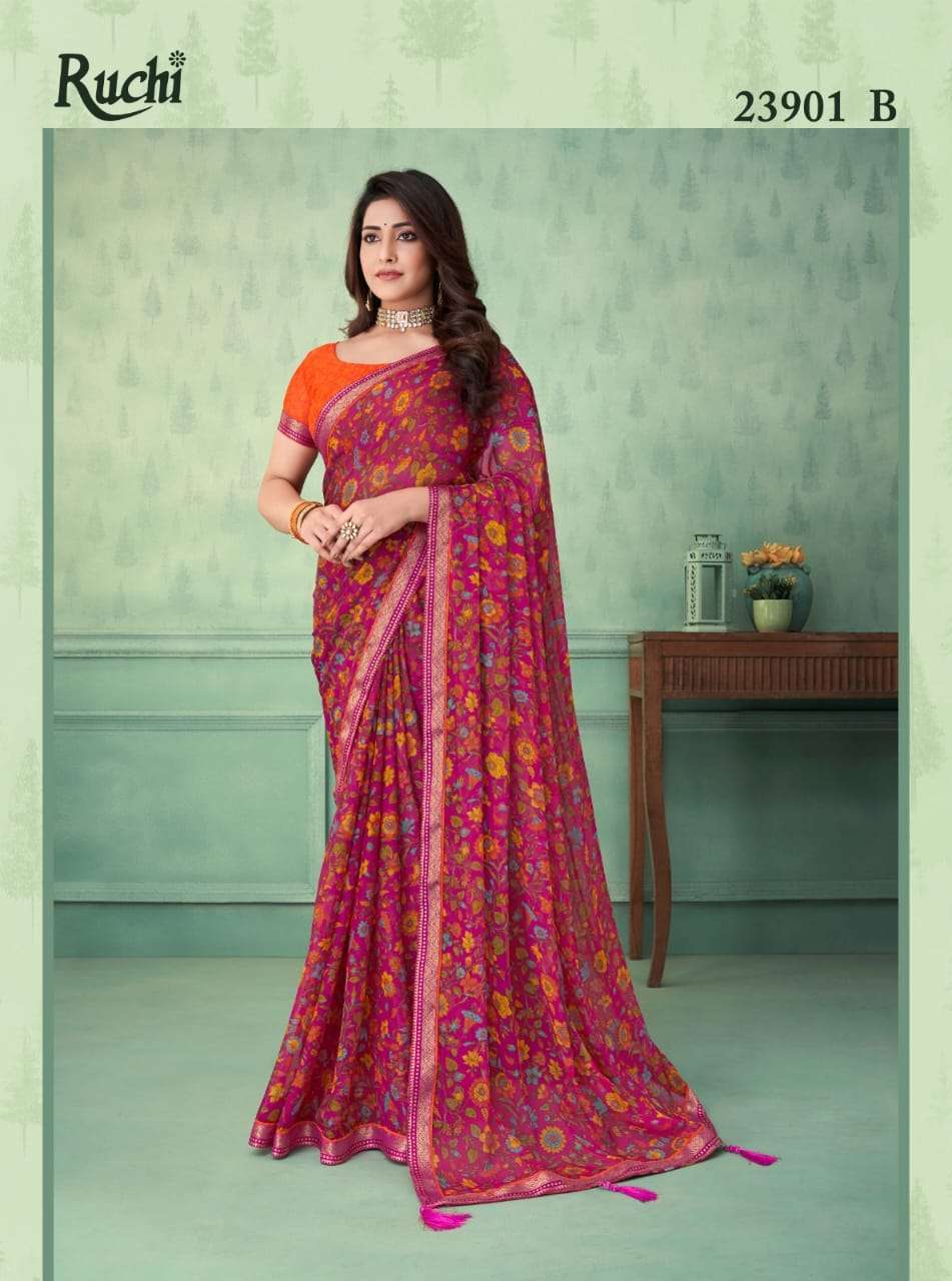 Ruchi Vaani 23901 Casual Printed Chiffon Saree Wholesale catalog
