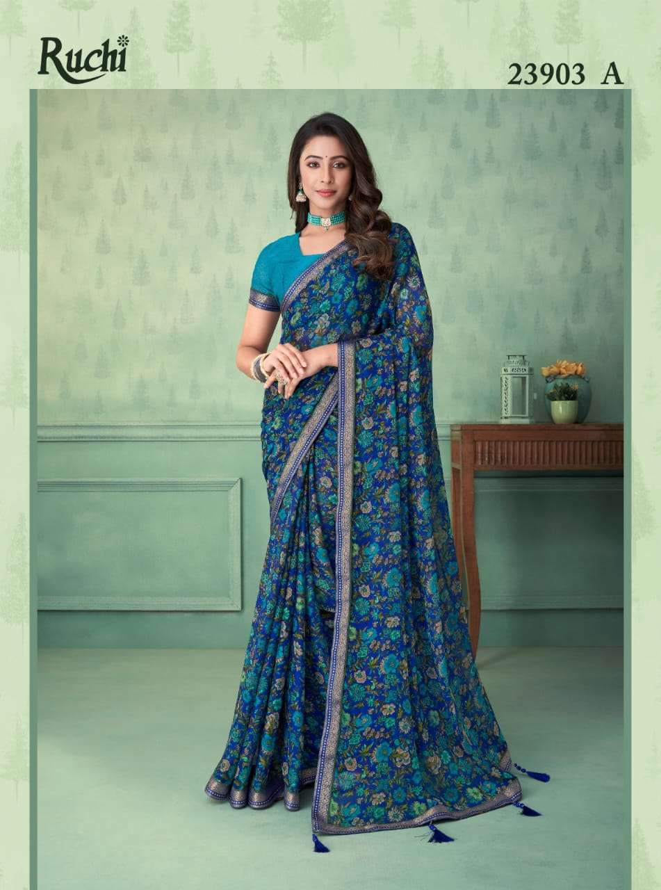 Ruchi Vaani 23901 Casual Printed Chiffon Saree Wholesale catalog