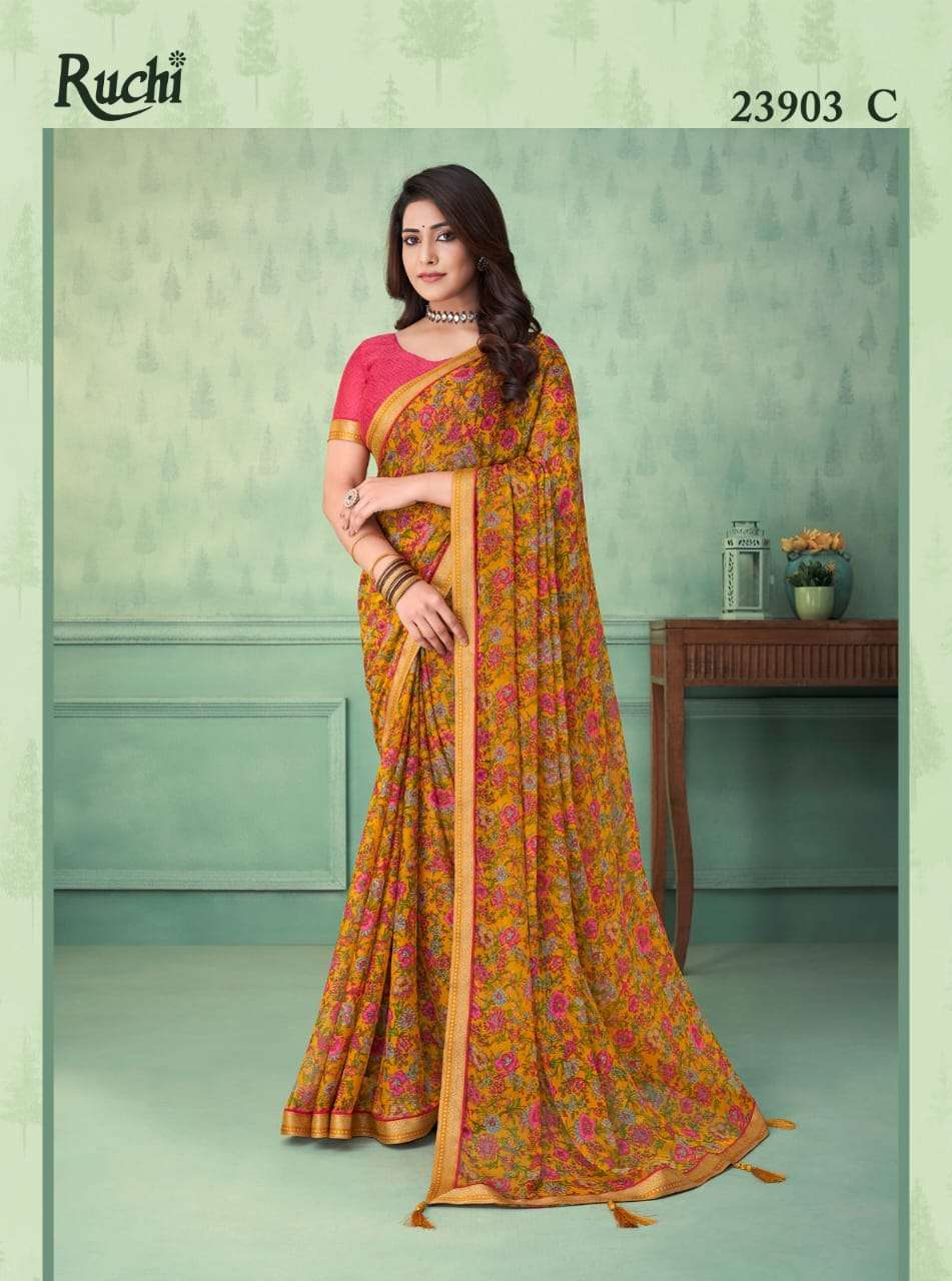 Ruchi Vaani 23901 Casual Printed Chiffon Saree Wholesale catalog