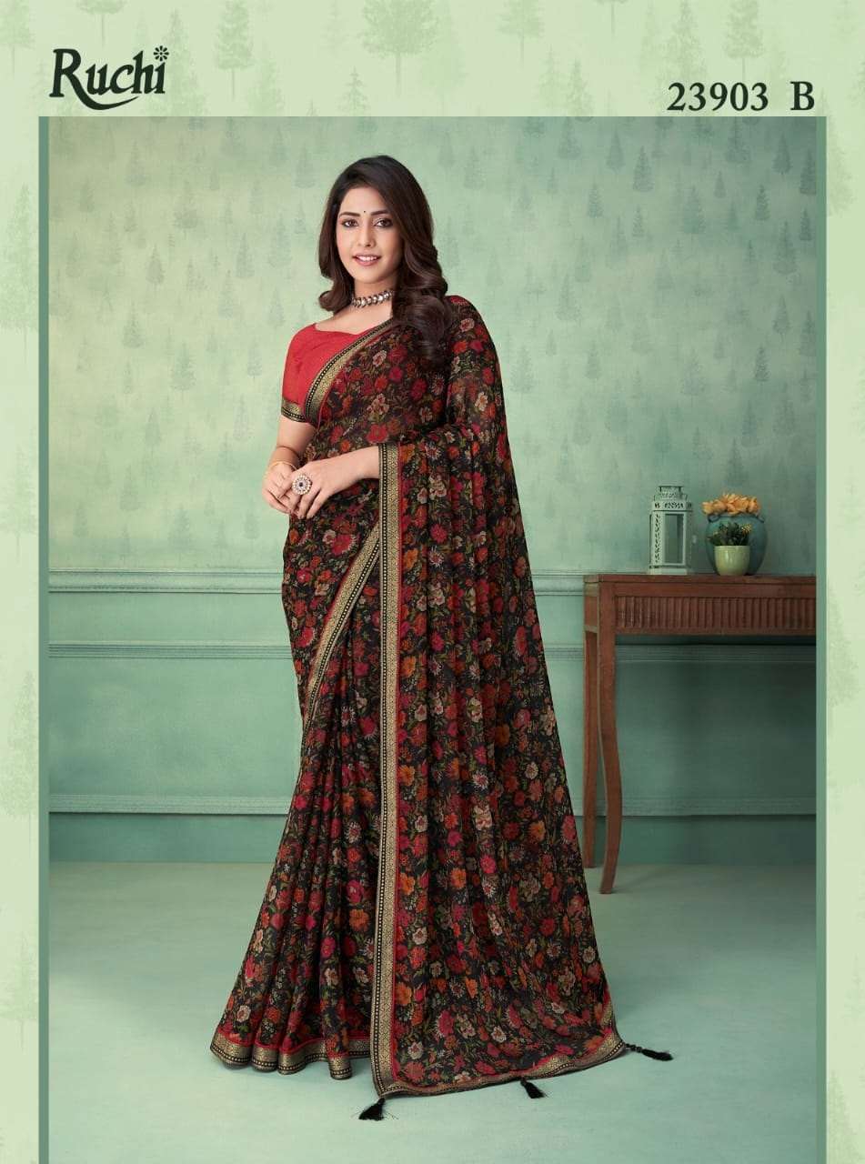 Ruchi Vaani 23901 Casual Printed Chiffon Saree Wholesale catalog