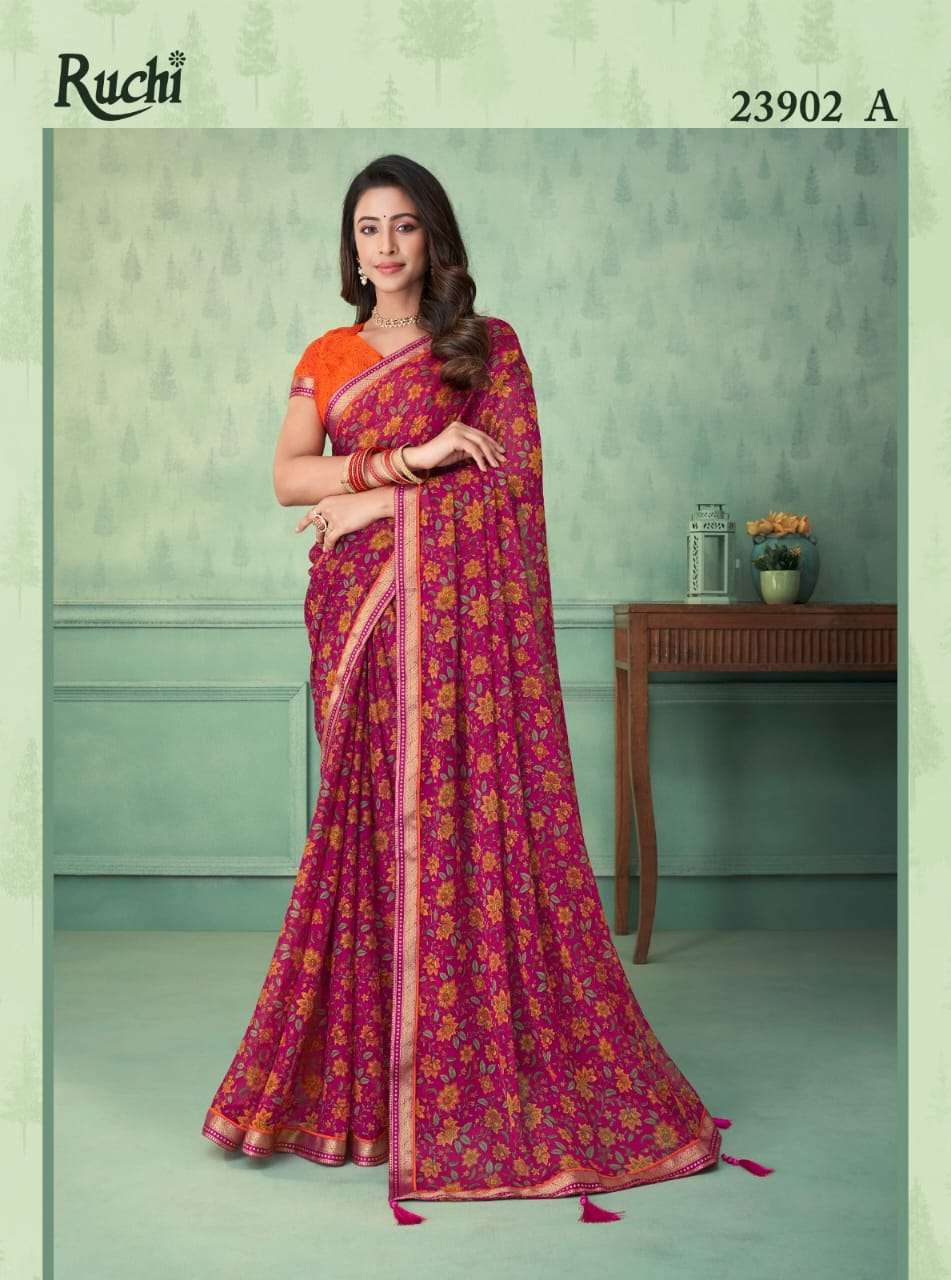 Ruchi Vaani 23901 Casual Printed Chiffon Saree Wholesale catalog