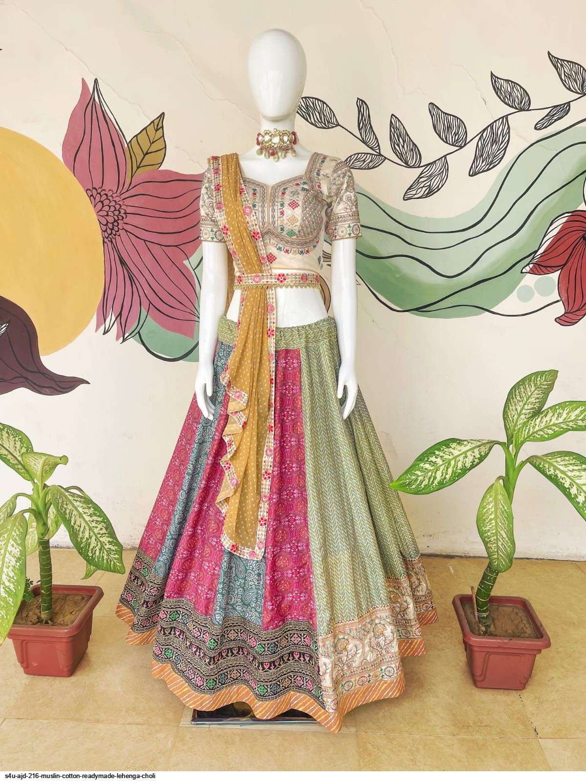 S4U AJD 216 MUSLIN COTTON READYMADE LEHENGA CHOLI Wholesale catalog