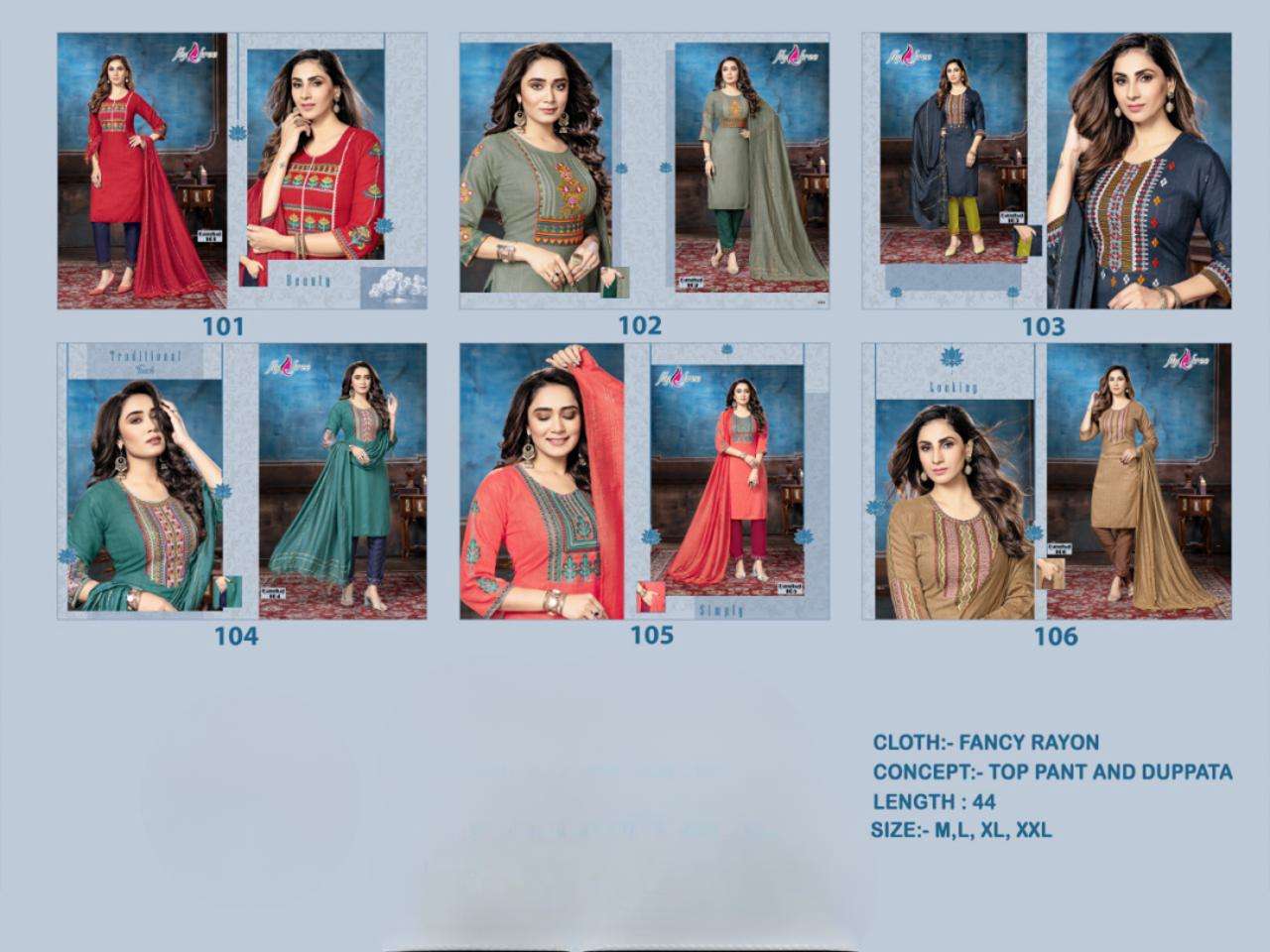 Sabella fly Panghat Catalogue Fency Rayon Kurti pant Dupatta