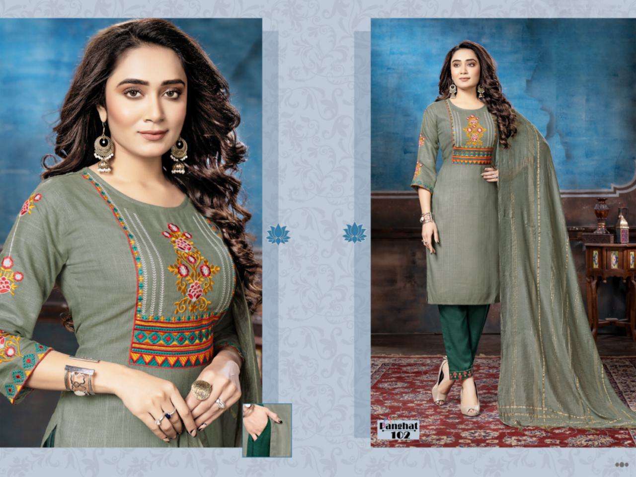 Sabella fly Panghat Catalogue Fency Rayon Kurti pant Dupatta