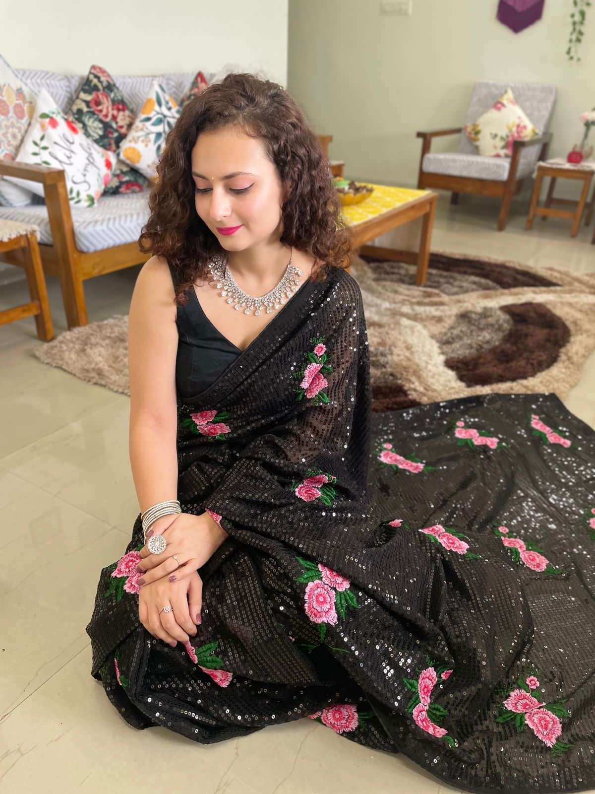 Santi 352 Designer Sequence Georgette Saree Wholesale catalog