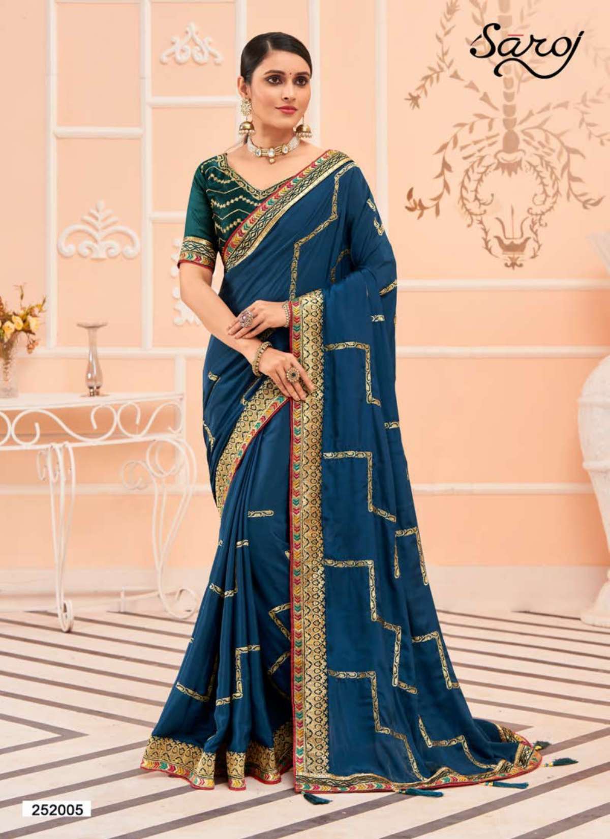 Saroj Cherry Silk Embroidery Designer Saree Wholesale catalog