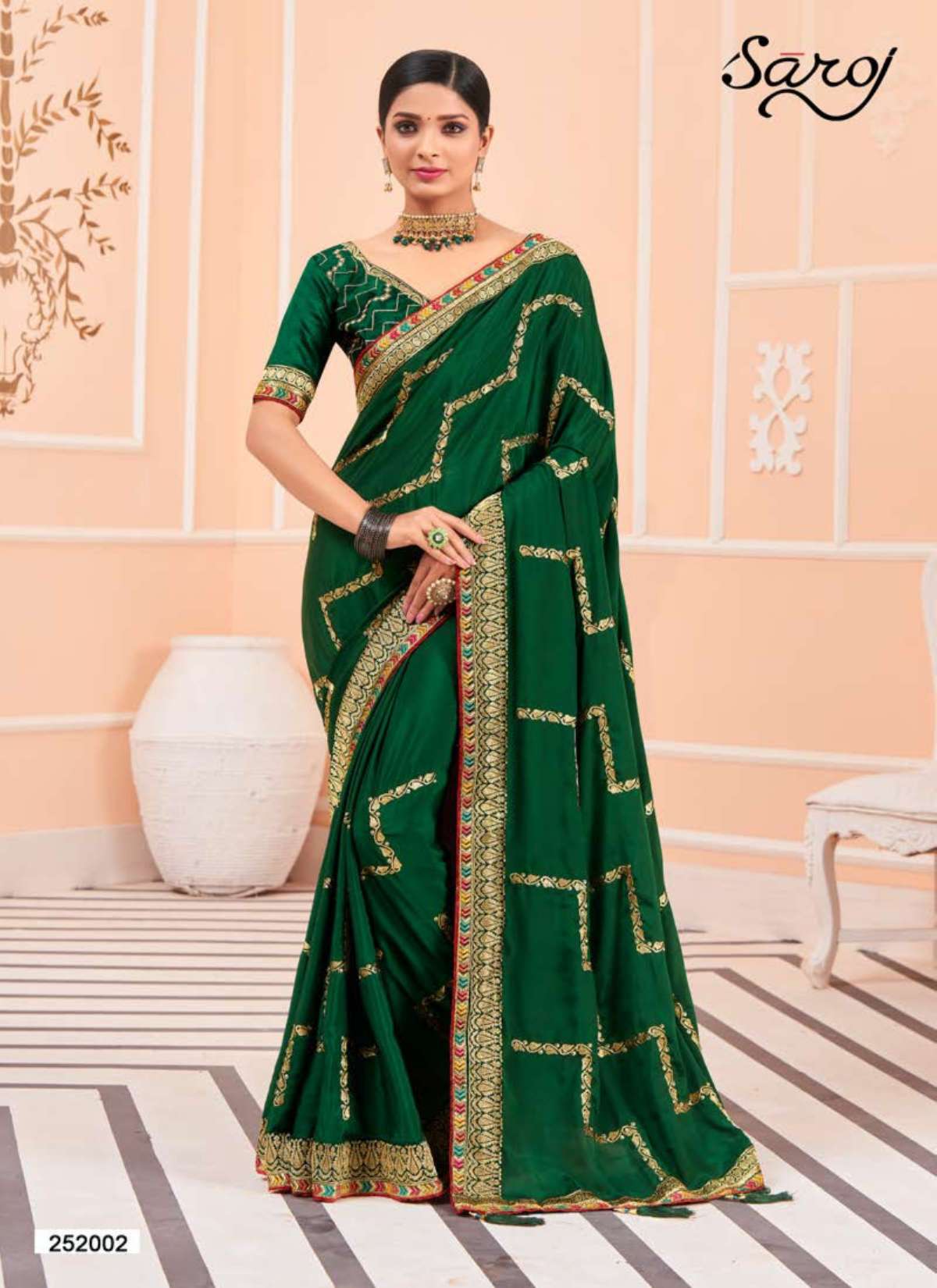 Saroj Cherry Silk Embroidery Designer Saree Wholesale catalog
