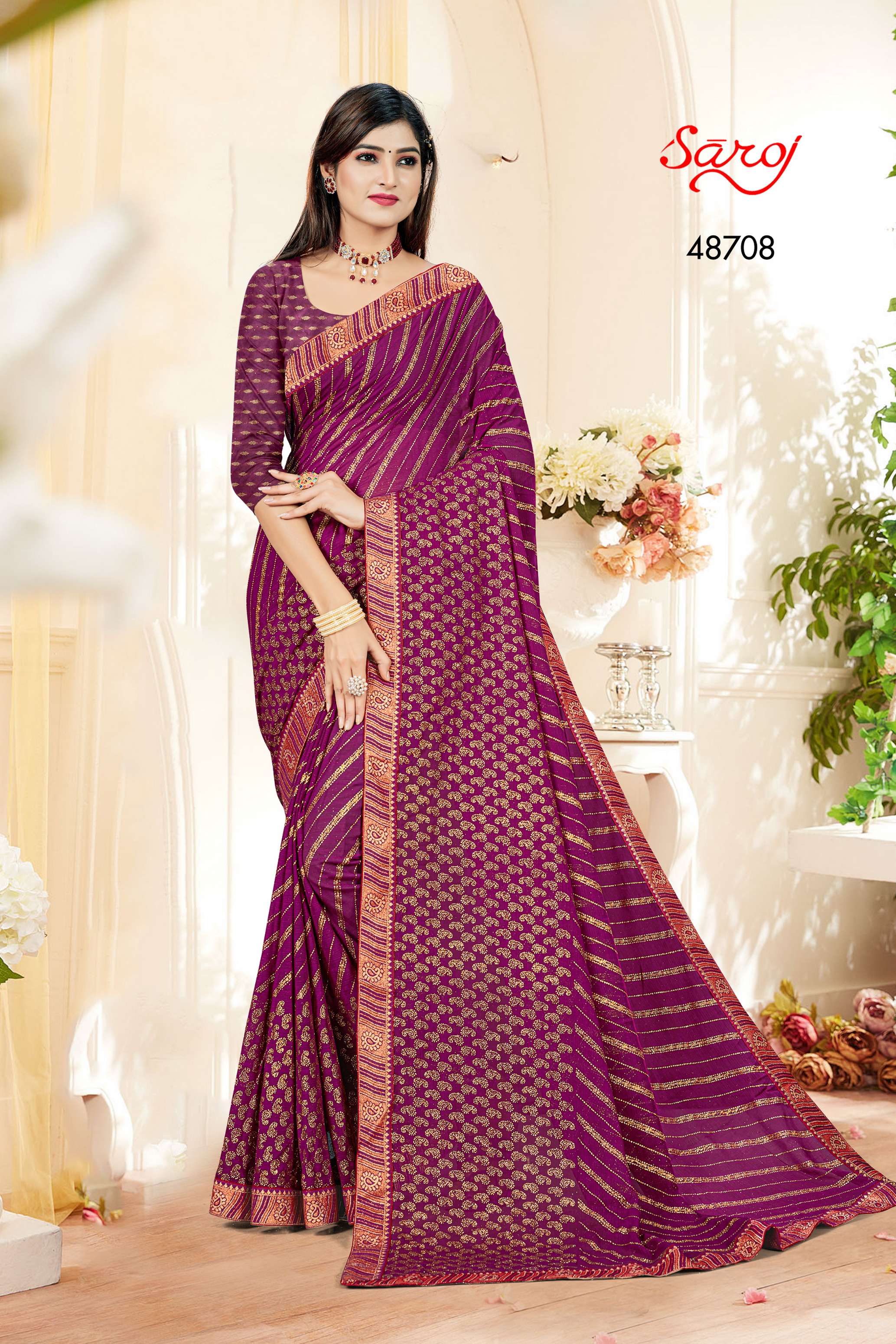 Saroj Prime Time Vol 1 Designer Chiffon Saree Wholesale catalog