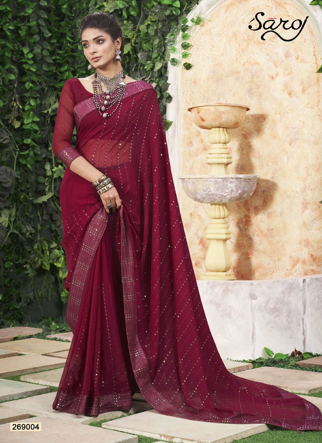 Saroj Shinning star Designer Georgette Saree Wholesale catalog