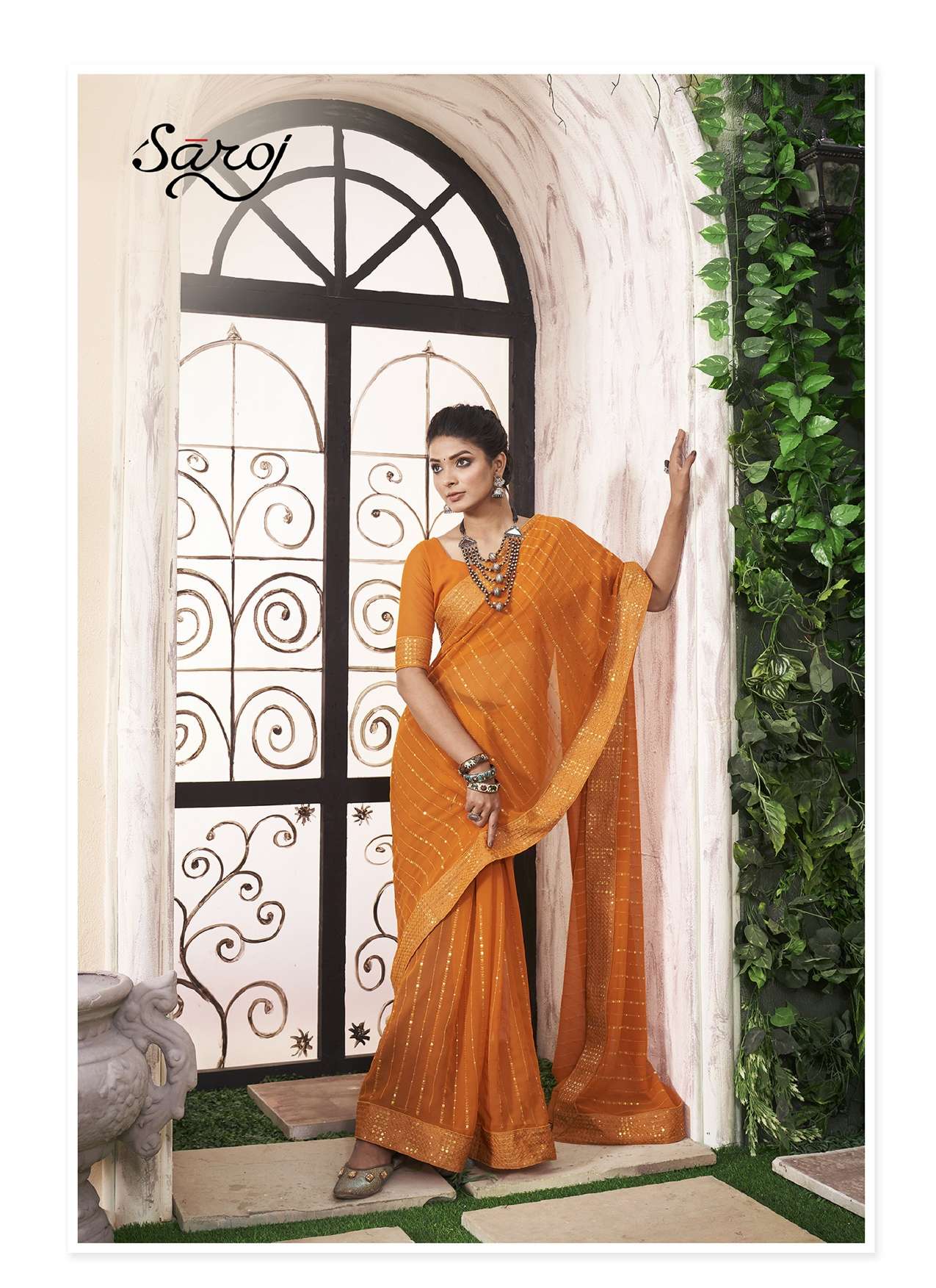 Saroj Shinning star Designer Georgette Saree Wholesale catalog