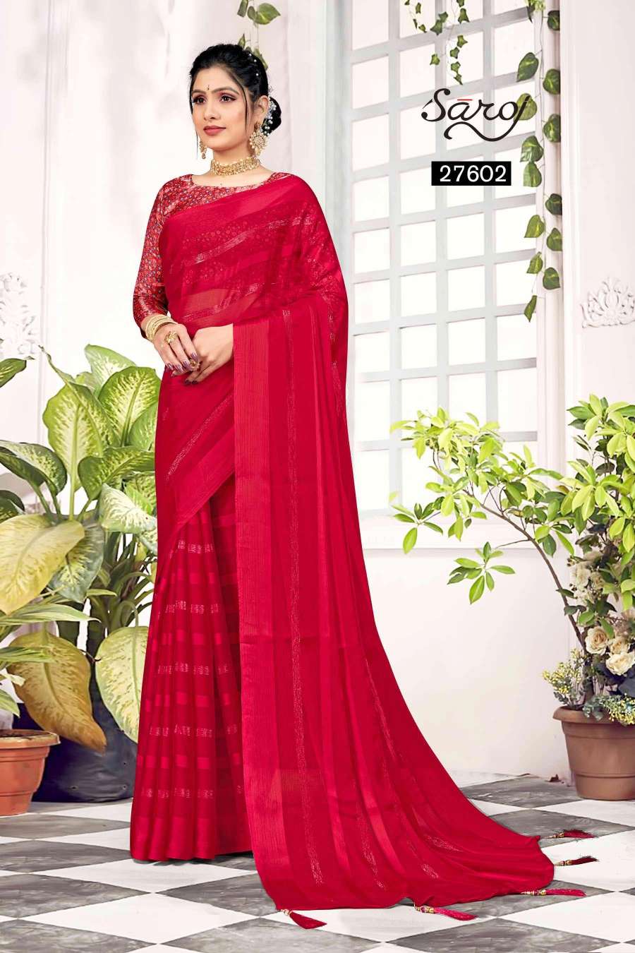 Saroj Sneh Milan Designer Fancy Chiffon Saree Wholesale catalog