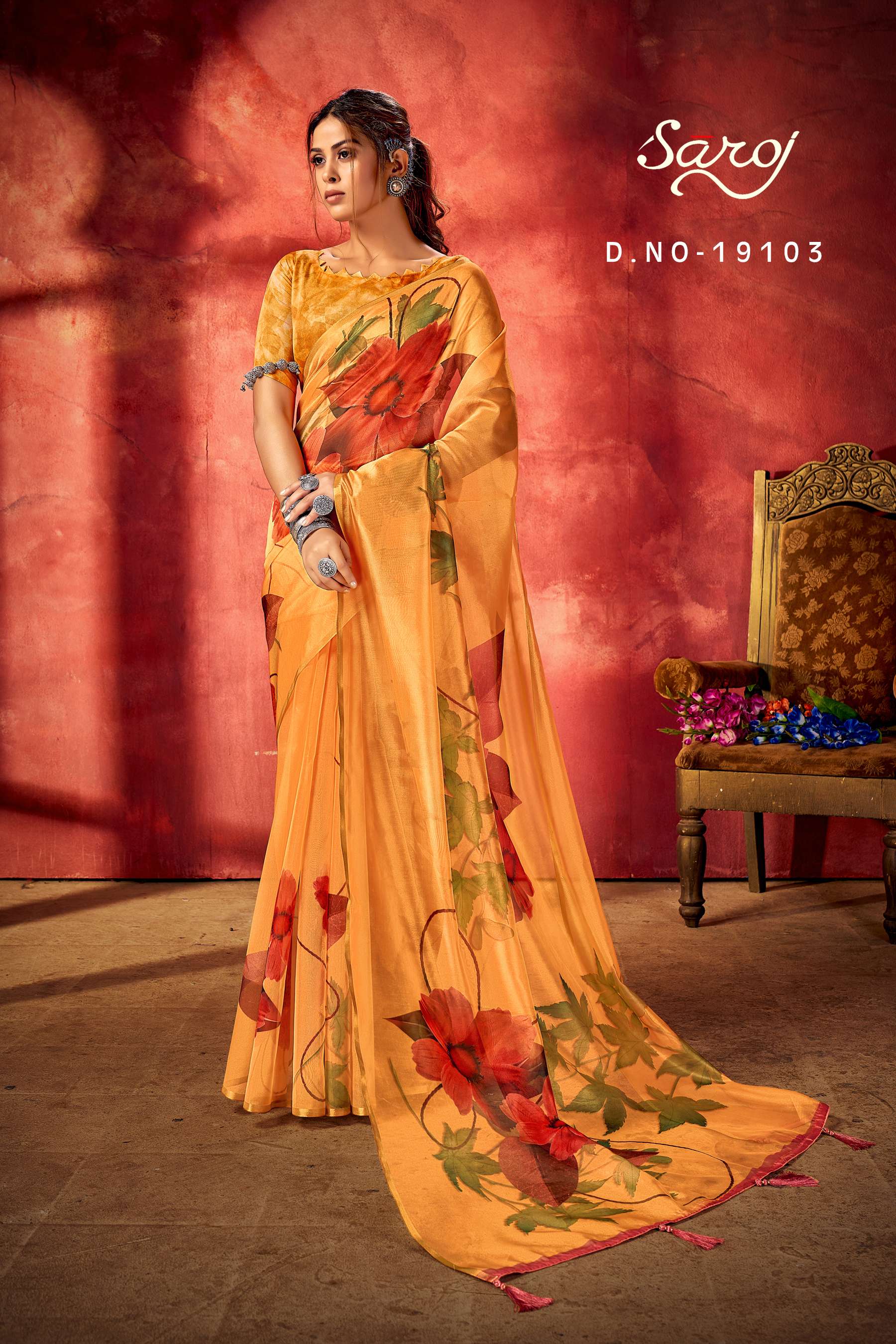 Saroj textile presents Raaina Designer Bollywood sarees catalogue