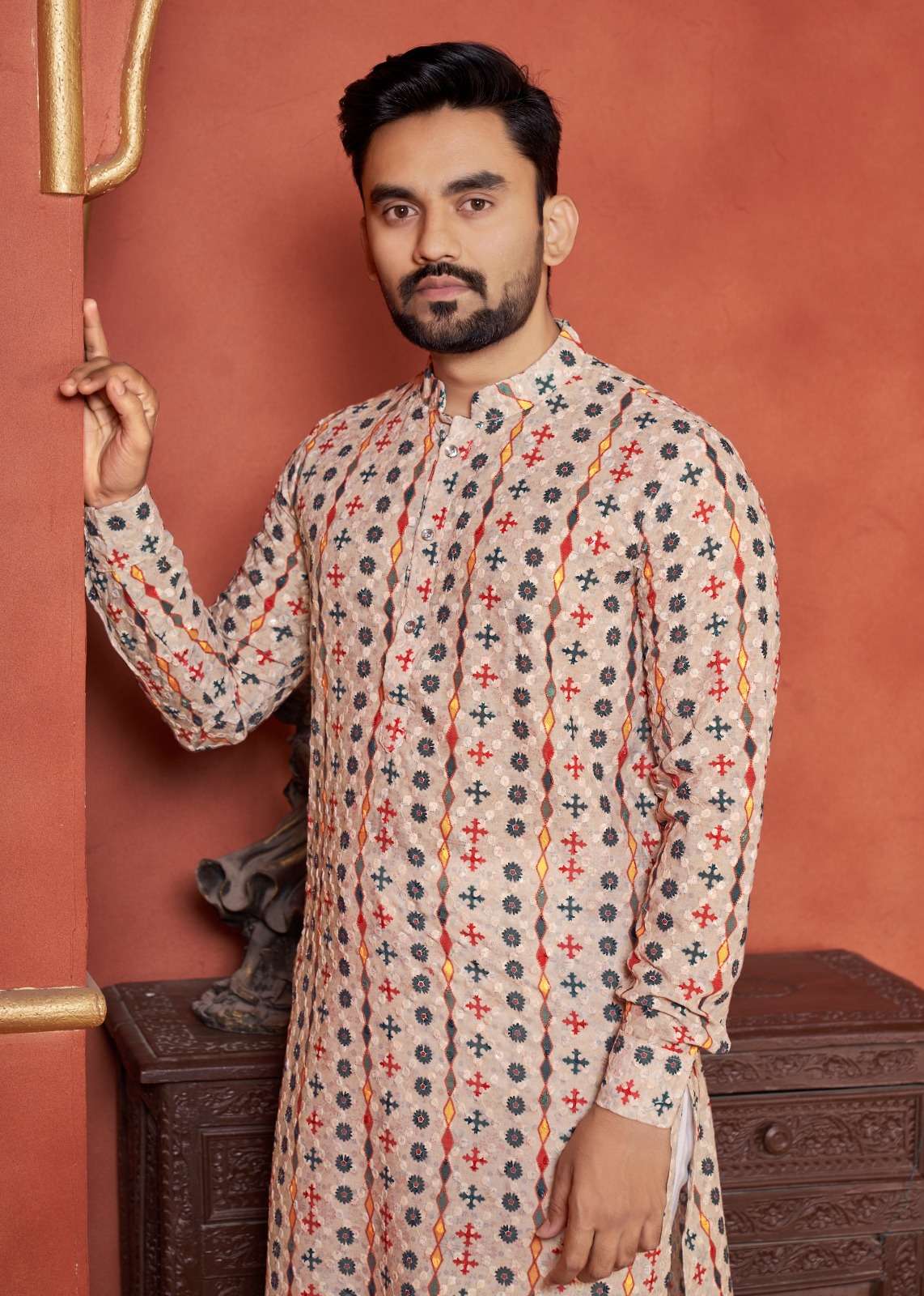 Schiffli Kurta V-2 Mens Kurta  wholesale catalog