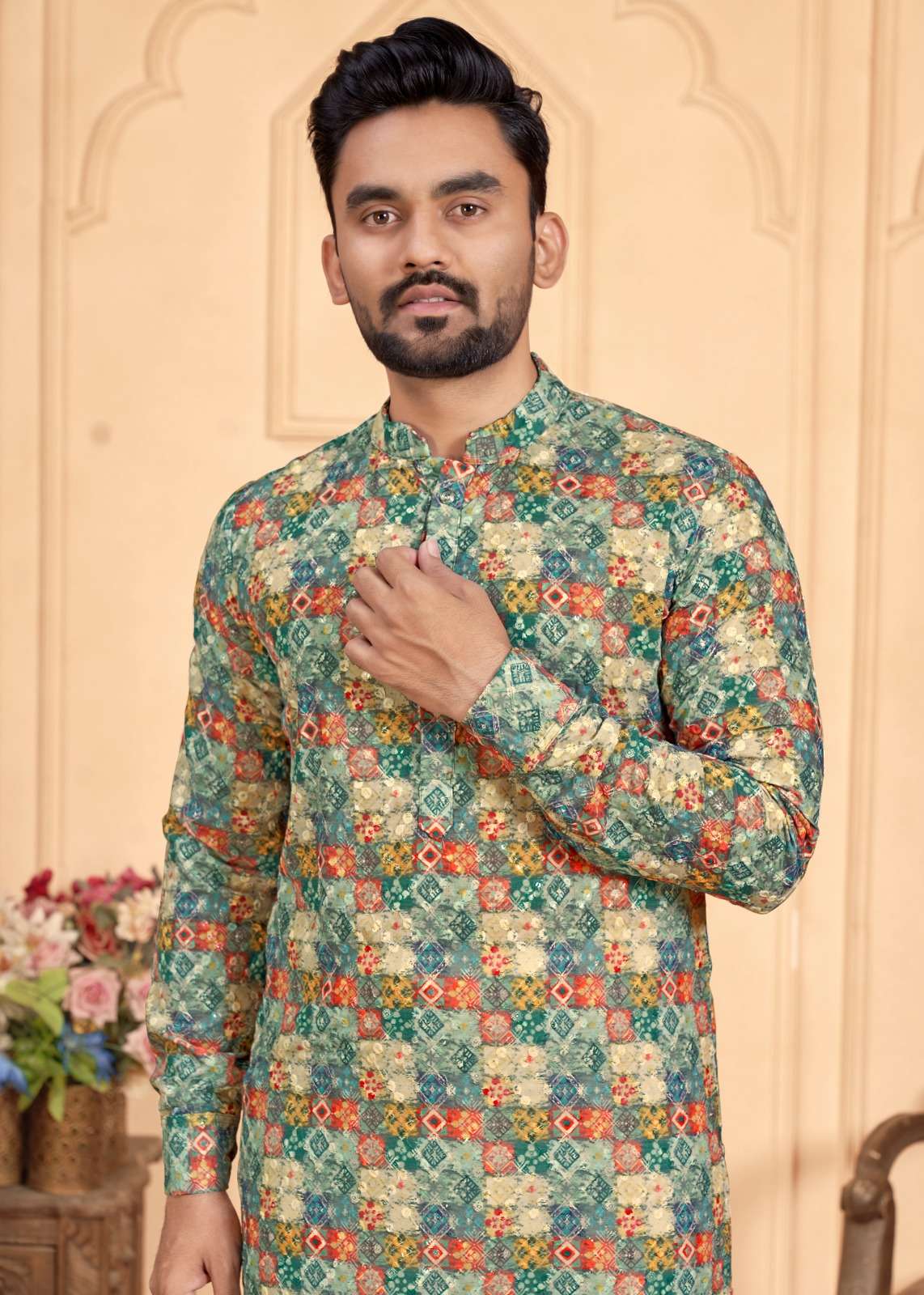 Schiffli Kurta V-2 Mens Kurta  wholesale catalog