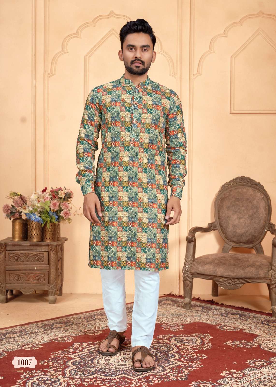Schiffli Kurta V-2 Mens Kurta  wholesale catalog