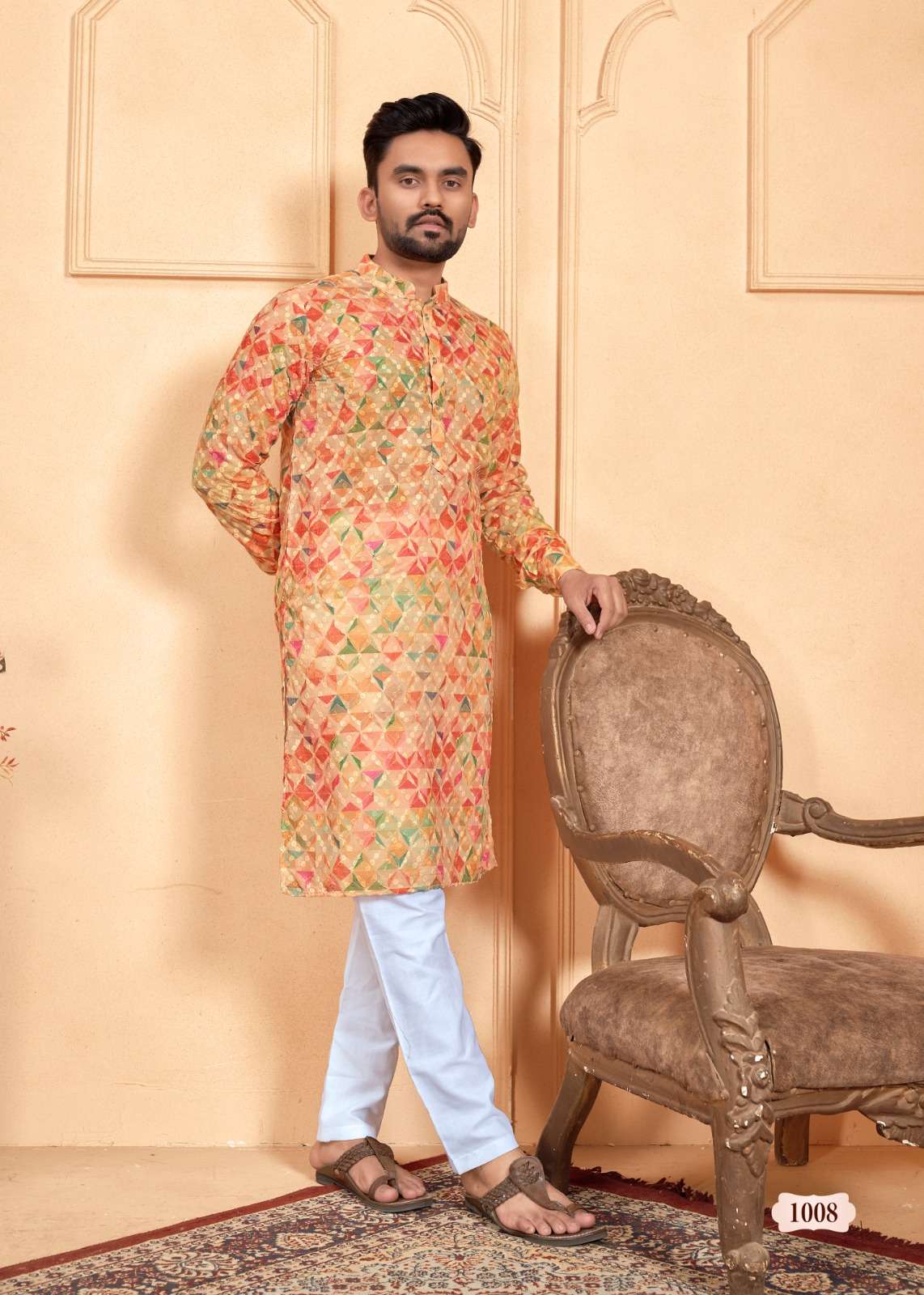 Schiffli Kurta V-2 Mens Kurta  wholesale catalog
