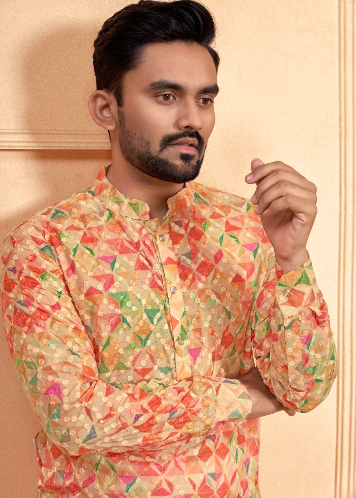 Schiffli Kurta V-2 Mens Kurta  wholesale catalog