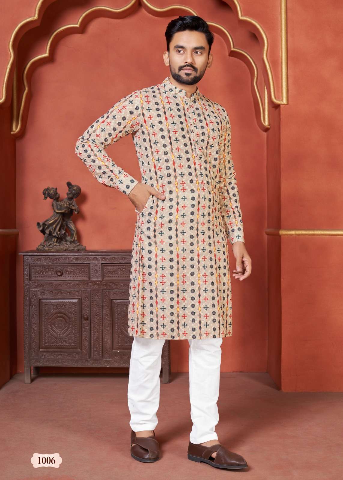Schiffli Kurta V-2 Mens Kurta  wholesale catalog